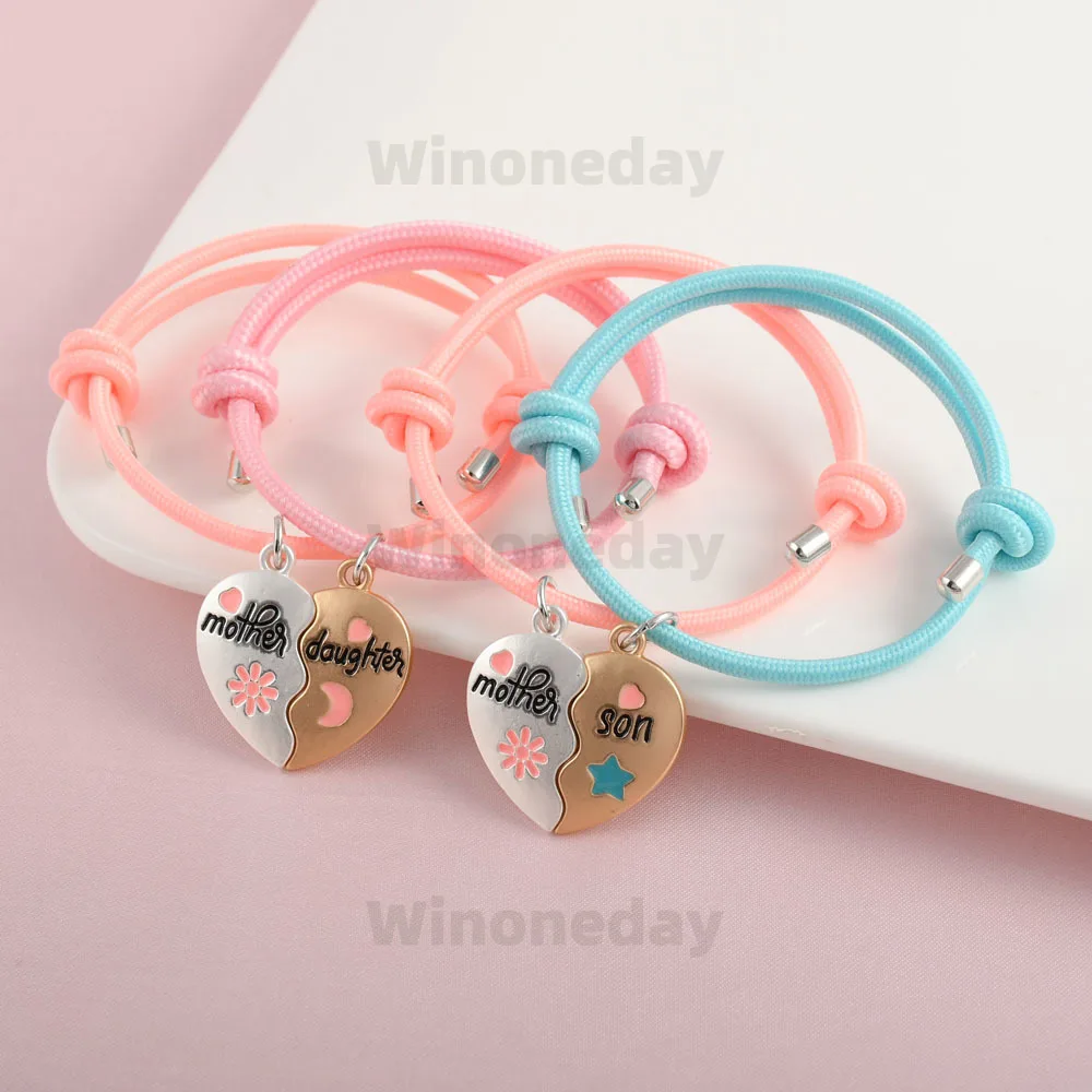 Juego de 2 Pulseras con Forma de Corazón con Letras para Madre e Hijo o Madre e Hija, Regalos de Joyería para el Día de la Madre o para Mejores Amigas
