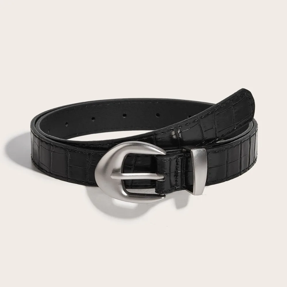 

Модный женский ремень с крокодиловым принтом в стиле Y2K, тонкий корейский пояс из искусственной кожи для платьев и джинсов, для женщин.