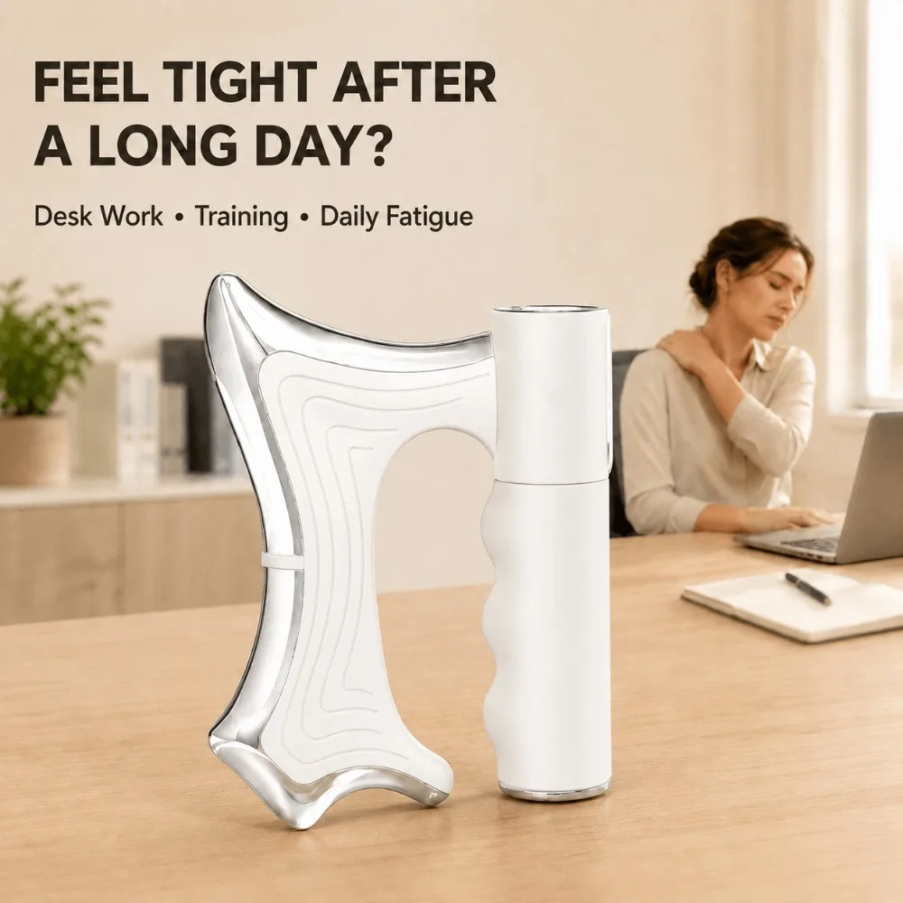 Electric Fascia Massager, EMS Microcurrent Heated Vibration Massage Blade, Rechargeable Muscle Recovery Tool for Full Body Use