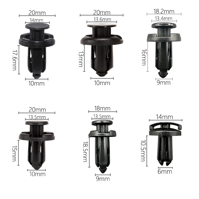 20Pcs For 6mm 9mm 10mm Hole Universal Car Bumper Door Panel Fender Liner Clips Retainer Plastic Auto Fasteners Rivet Clips  SK01