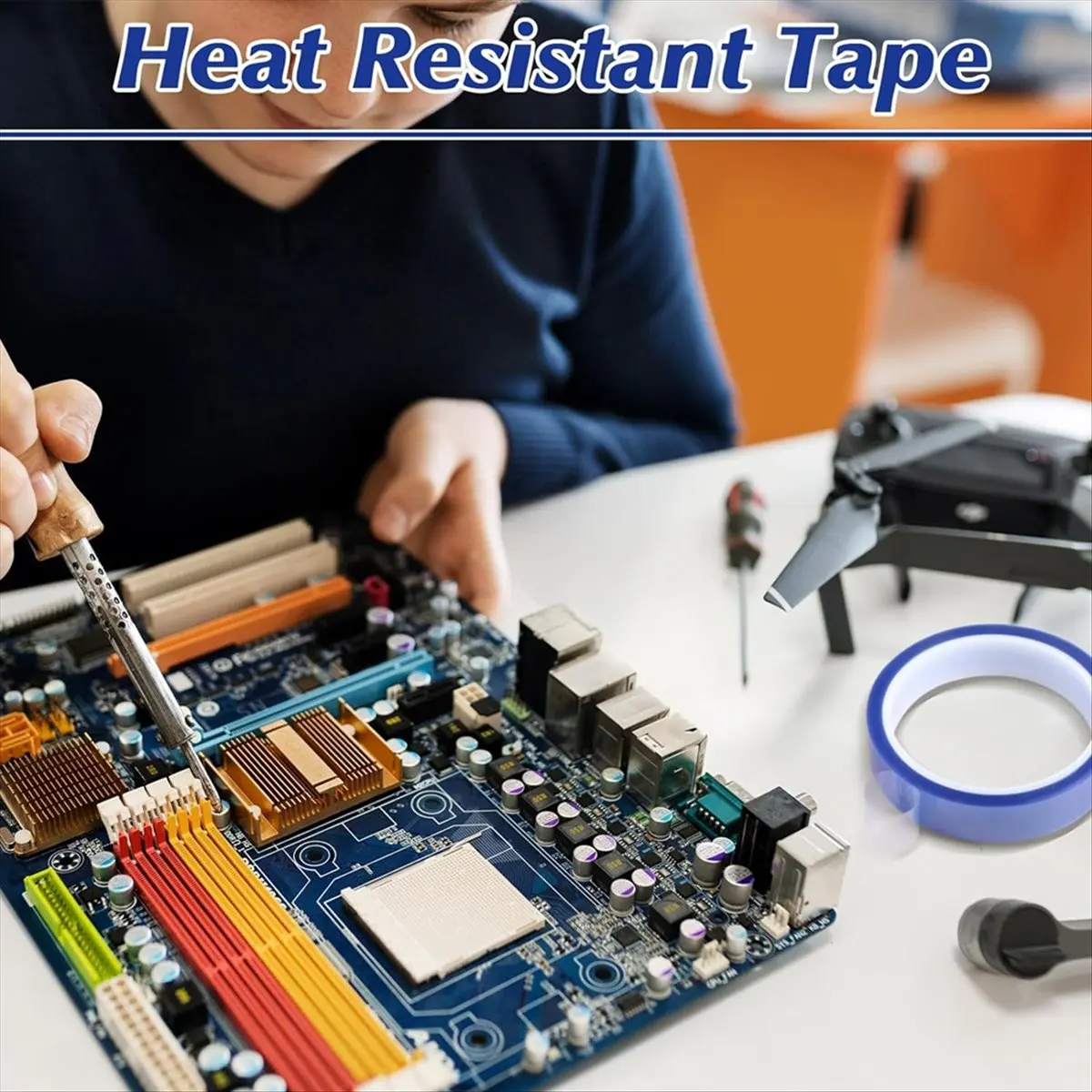 A013 5 Rolls Heat Resistant Tape 20mm X 30m (98ft) Sublimation Tape , Heat Transfer Tape for Sublimation Printer Electronic