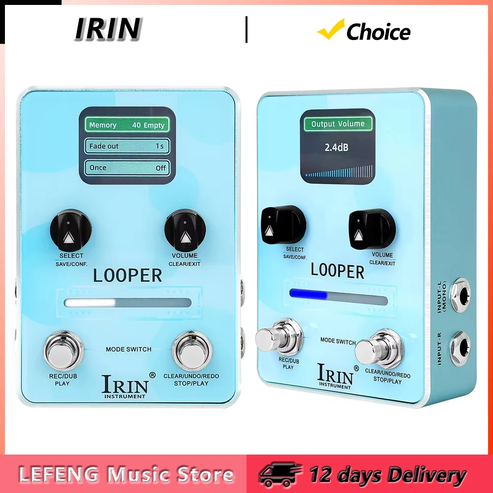 IRIN XS-02 Guitar Looper Effect Pedal 44.1kHz 16bit Looper Pedal 40 Looper Storage Positions 160 Minutes Total Recording Time