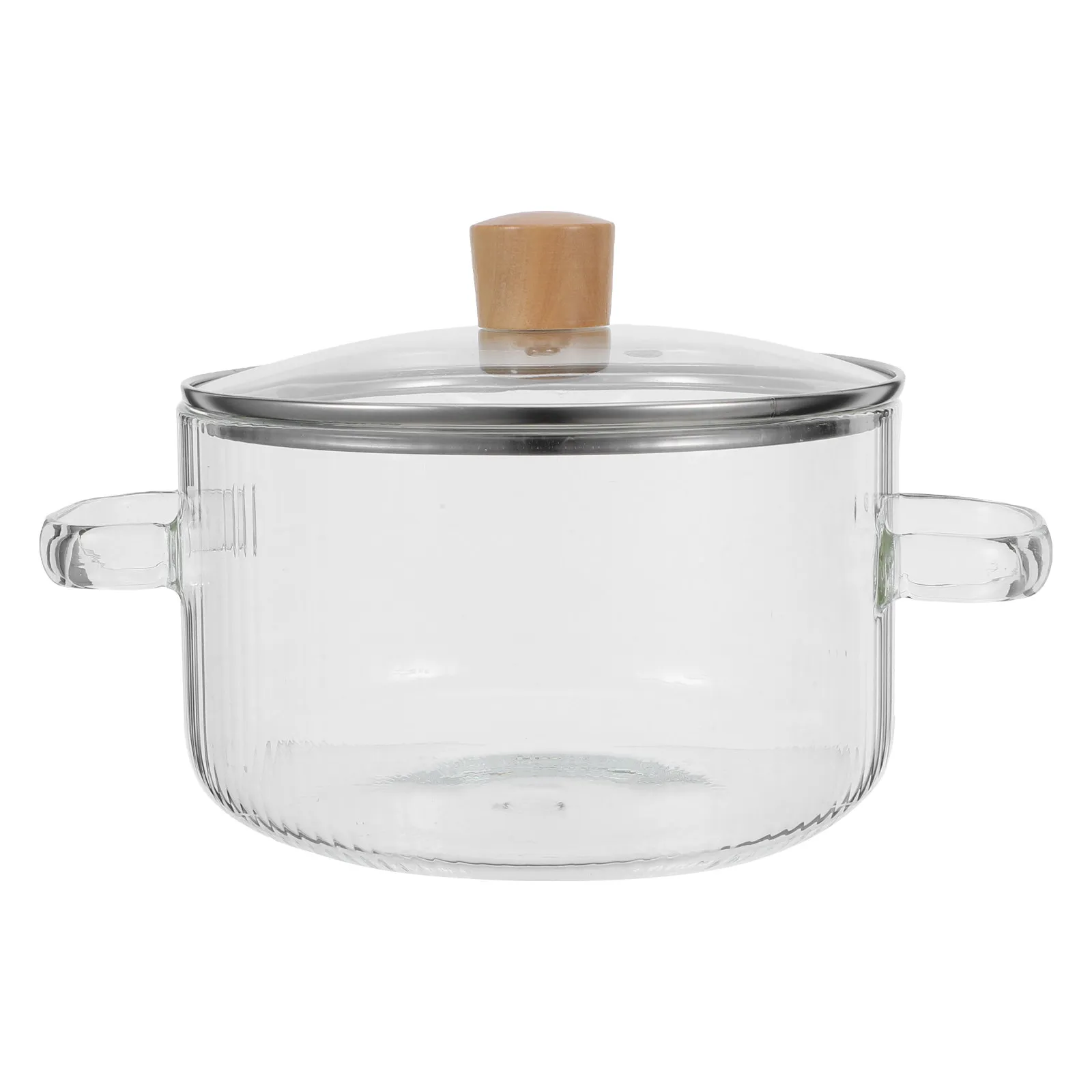 Glass Double Handle Cooking Pot 1.8L High Borosilicate Glass Clear Pot for Stove Simmer Soup Stew Porridge Pan