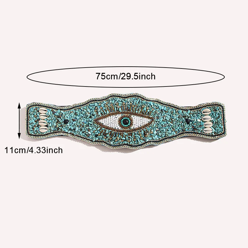 Bohemian Elastic Wide Belt for Women Turquoise Beads Designer Ethnic Corset Belt Female Coat Dress Decorated Girdle