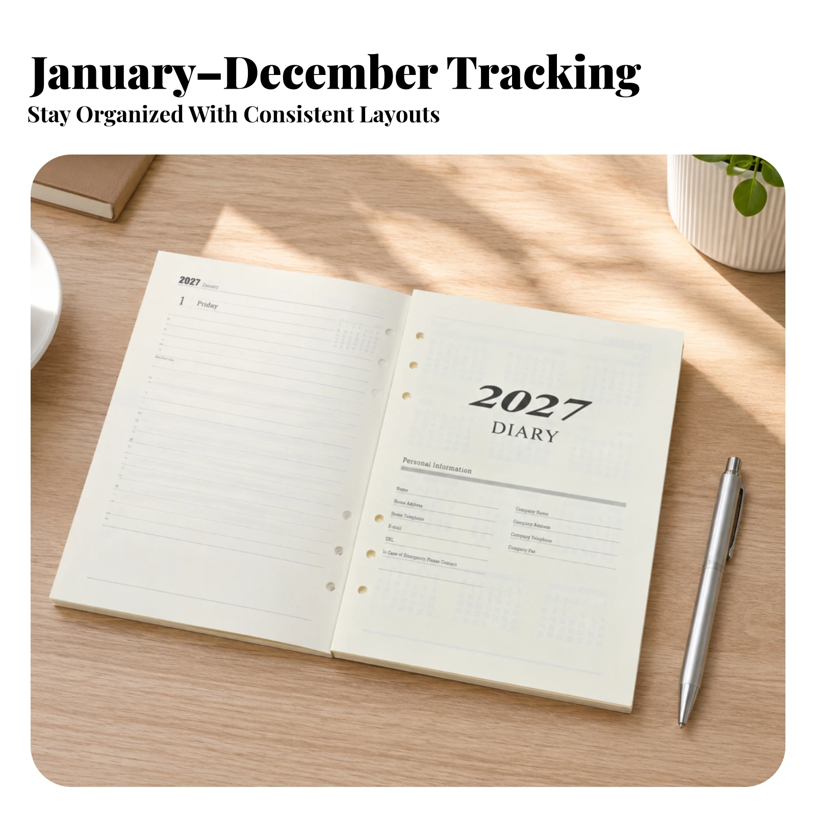 Dated Diary Refill with Dowling Paper Practical 2027 Daily Planner Refill for Office Workers, Business Scheduling, Note-Taking