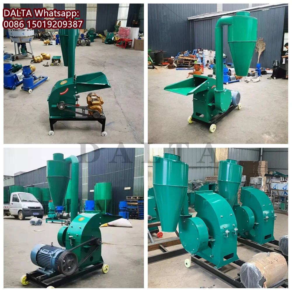 Corn Rice Husk Grinder Hammer Mill Machine Animal Fodder Grainder Pig Feed Crusher Machine Straw Grass Feed Processing Machine