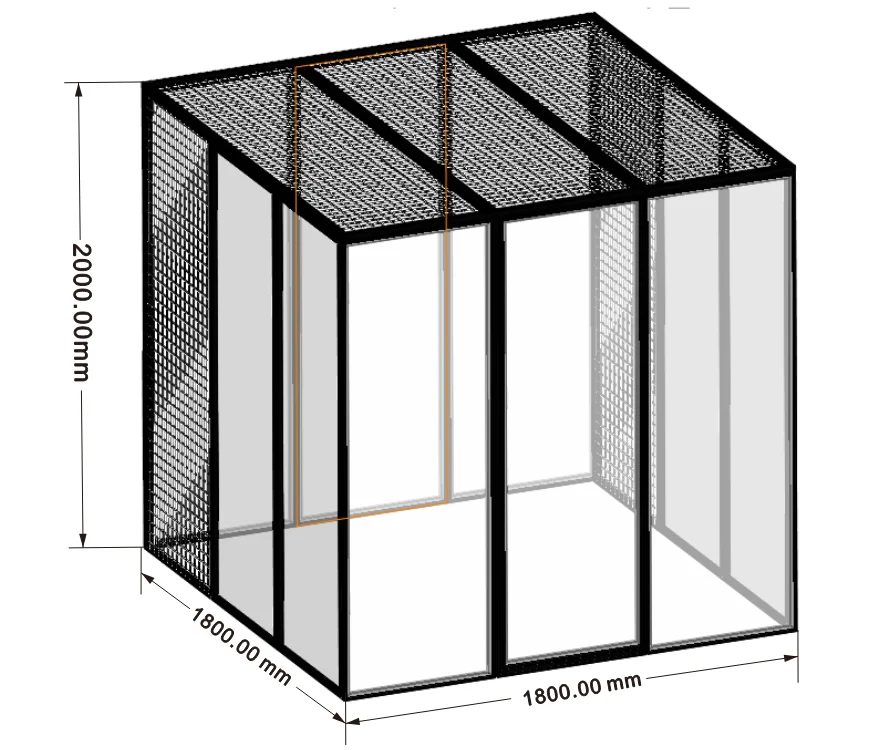 

Customized 180*180*200CM Indoor & Outdoor Aluminum Profiles Pet Cage House With Black Pet Cage Frame With Glasses Fitting