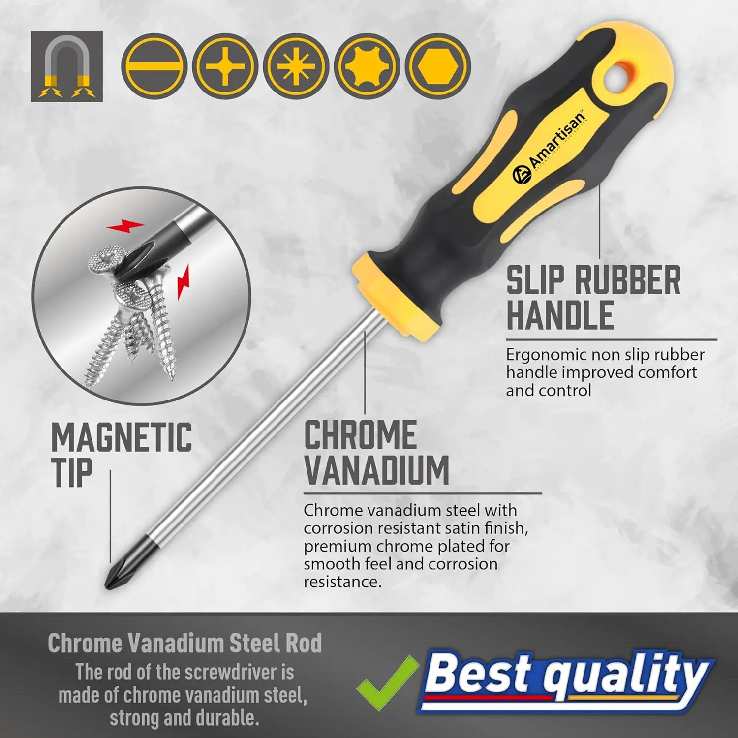 Set Obeng Magnetik dengan Kotak, Amartisan 43-buah Termasuk Obeng Slotted, Phillips, Hex, Pozidriv, Torx dan Obeng Presisi