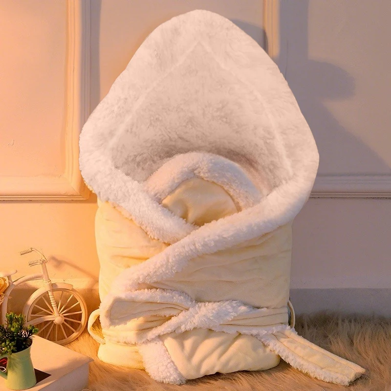 Couverture polaire chaude en velours pour bébé, emmaillotage pour nouveau-né, couverture polaire douce, ensemble de literie solide, couette, lange d'emmaillotage