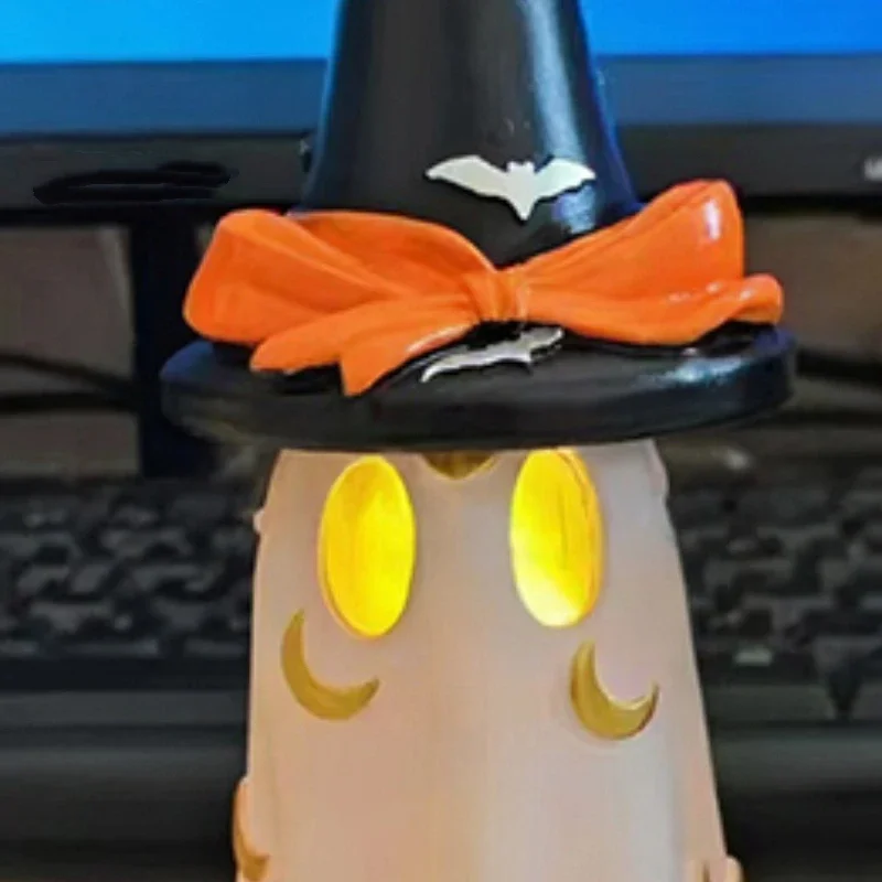 

Halloween Ghost Figurine, New Resin Lamp, Cute Ghosts With Witch Hats, Spooky Halloween Decor Indoor Party Tabletop Home Shelf