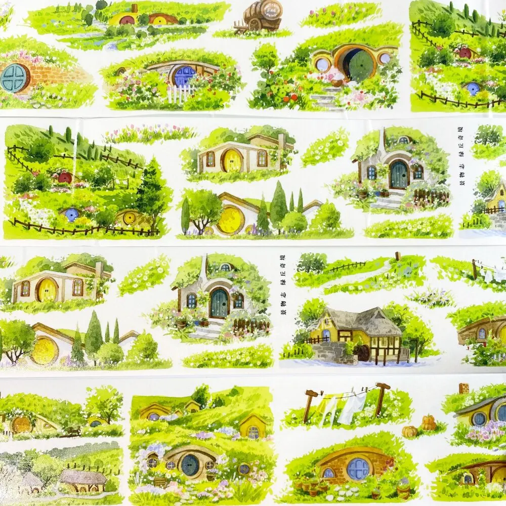 Washi Pet Tape Green Hill Wonderland Scenery Prairie Picnic Scrapbook  Journal Liu Ma Sticker Goo Card