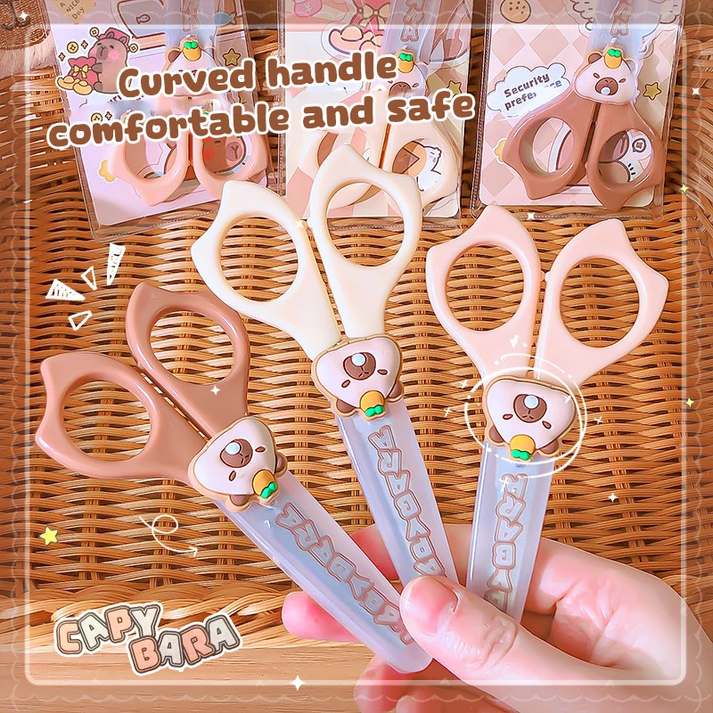 Zufällig 1PC Cartoon Capybara Schere Sicherheit DIY Hand Made Schere Papier Schneiden kinder Schere Schreibwaren Schule Liefert