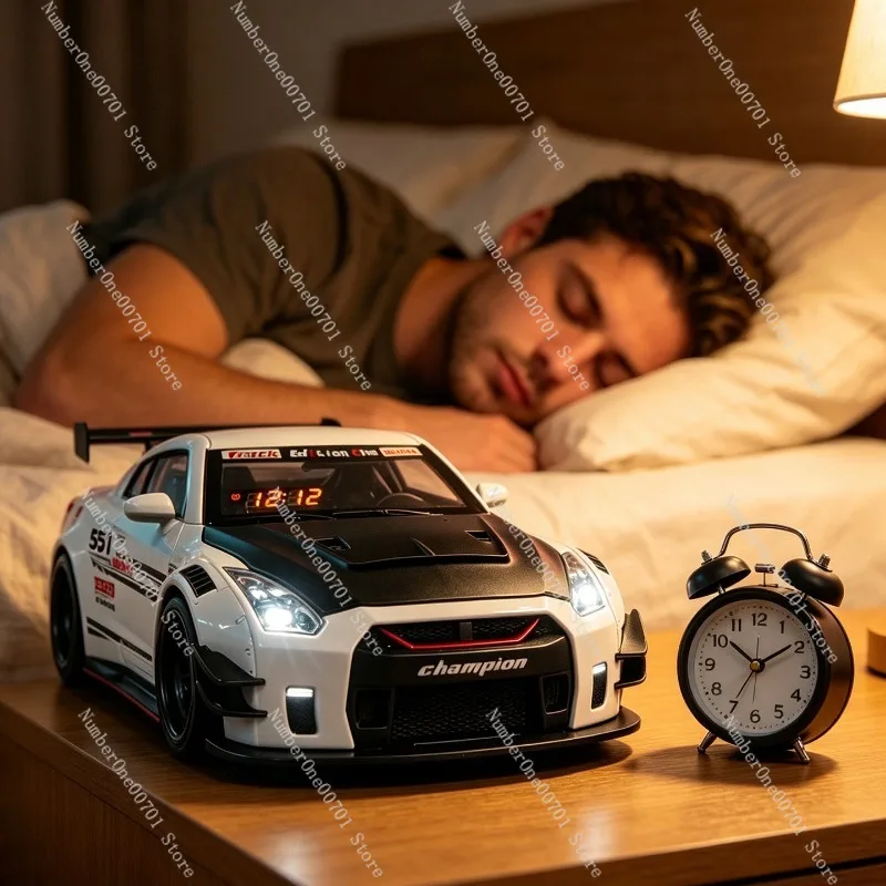 Hypercar Shaped Alarm Clock with Engine Sound & Spray Mist, Cool Desk Decoration for Office