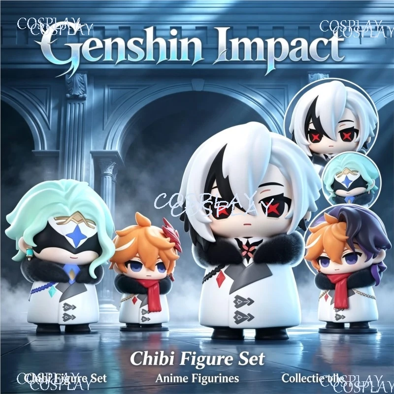 Genshin Impact Fatui Harbingers Dottore Columbina Tartaglia Q Version Collectible Game Ornament Halloween cosplay accessories