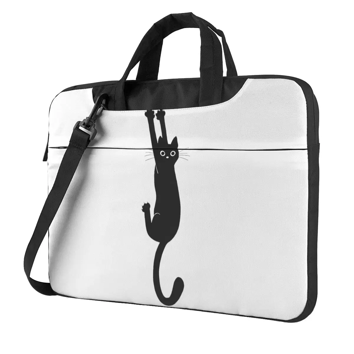 

Black Cat Holding On Laptop Bag Case Protective Vintage Computer Bag Bicycle Crossbody Laptop Pouch