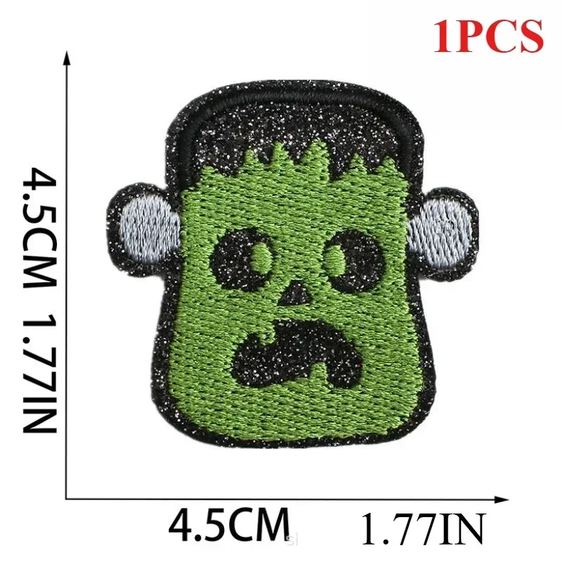 

Horror Embroidery Cloth Sticker Glitter Powder Ghost Patch Sticker Cartoon Skull