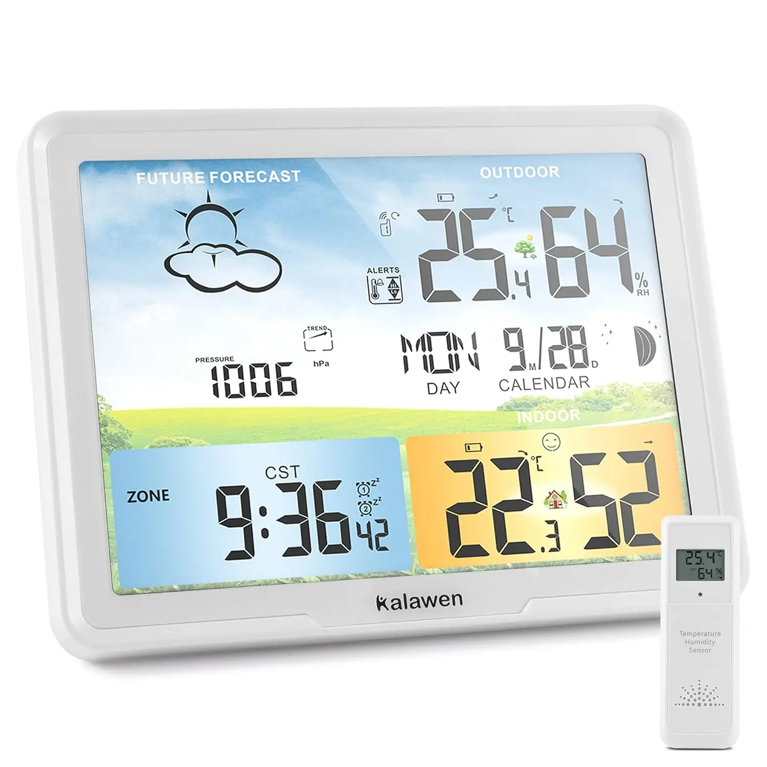 

Wireless Weather Station with Atomic Clock, Indoor Outdoor Thermometer & Humidity Monitor, Weather Forecast with Moon Phase