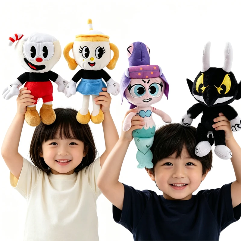 Juego de Peluches Clásicos de Cuphead: Muñecos de Peluche de Mugman, Devil y Chalice, Colección de Juguetes de Peluche, Regalo de Navidad
