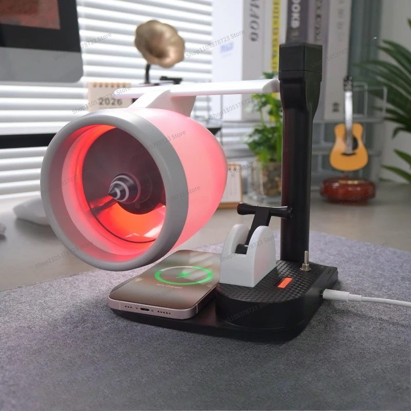 For Creative Desktop USB Airplane Engine Turbo Fan Small Electric Fan with Wireless Charging