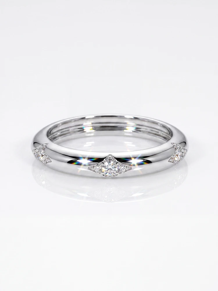 Modische Glänzende Echte Runde Moissanit-Diamant-Eheringe für Frauen Jubiläums-Party Hochwertiger Schmuck Geschenk – Detail 4