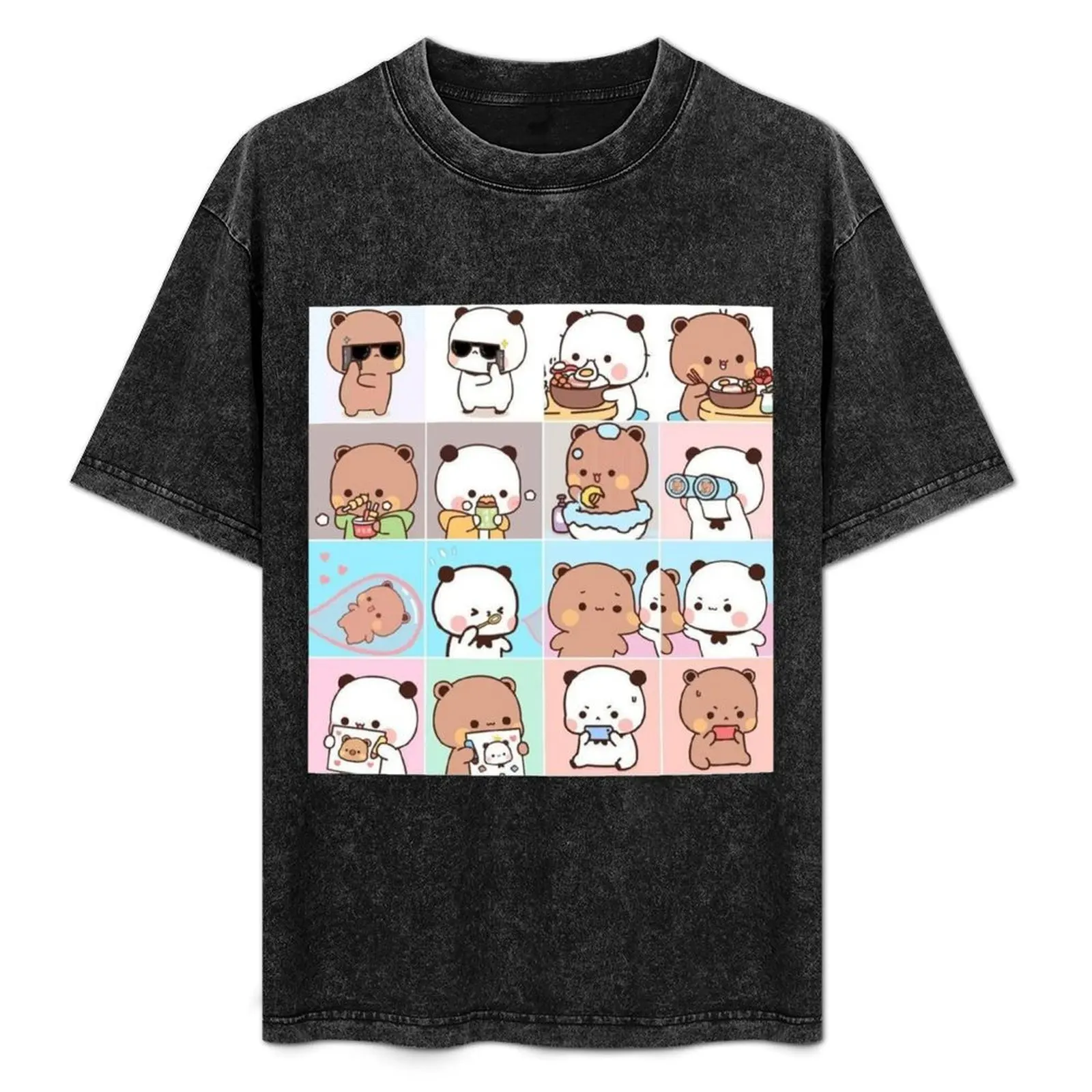 

bubu dudu panda-bubu-bear and panda bubu dudu balloon-PANDA BEAR HUGS LOVE T-Shirt Basic Solid Color Short Sleeve Cotton Top