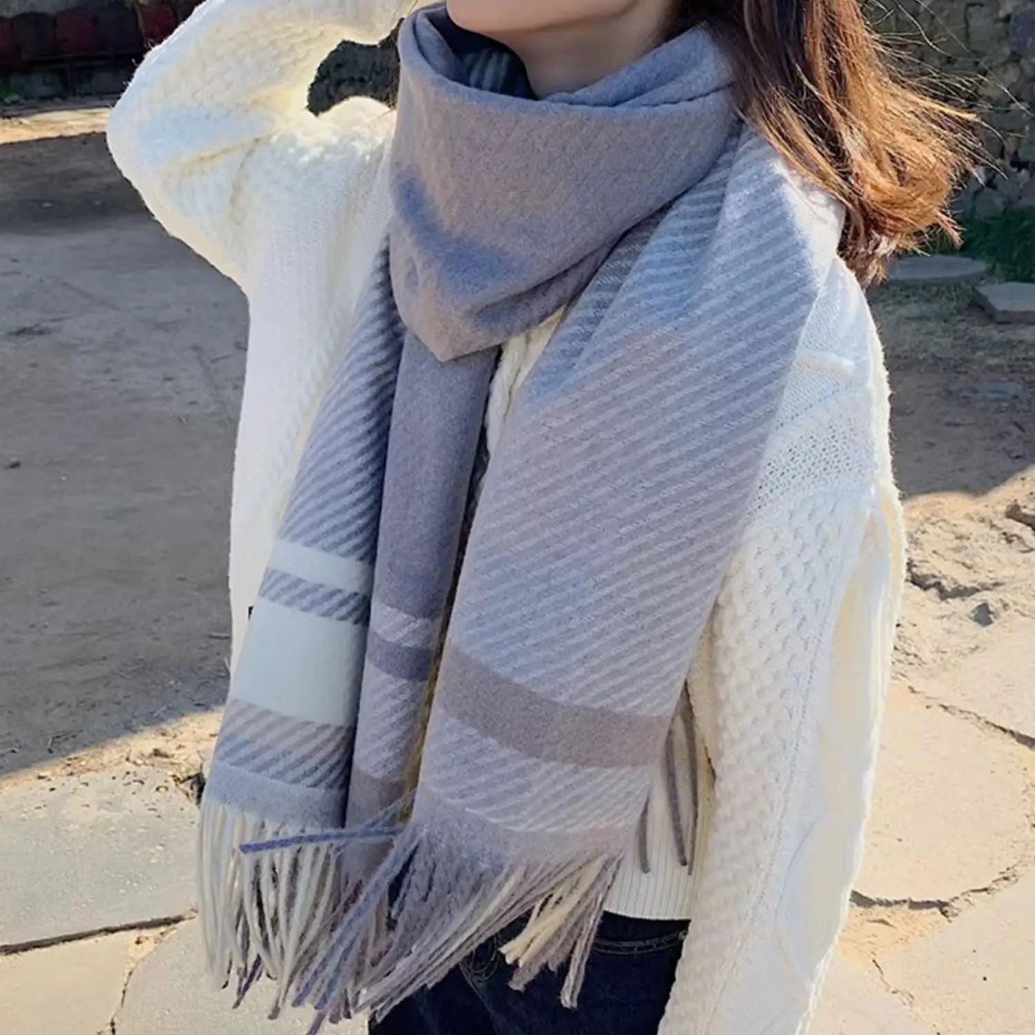 新しい女性スカーフ秋冬ヴィンテージスタイルチェック柄ラップスカーフパシュミナファムスカーフショールユニセックス男性