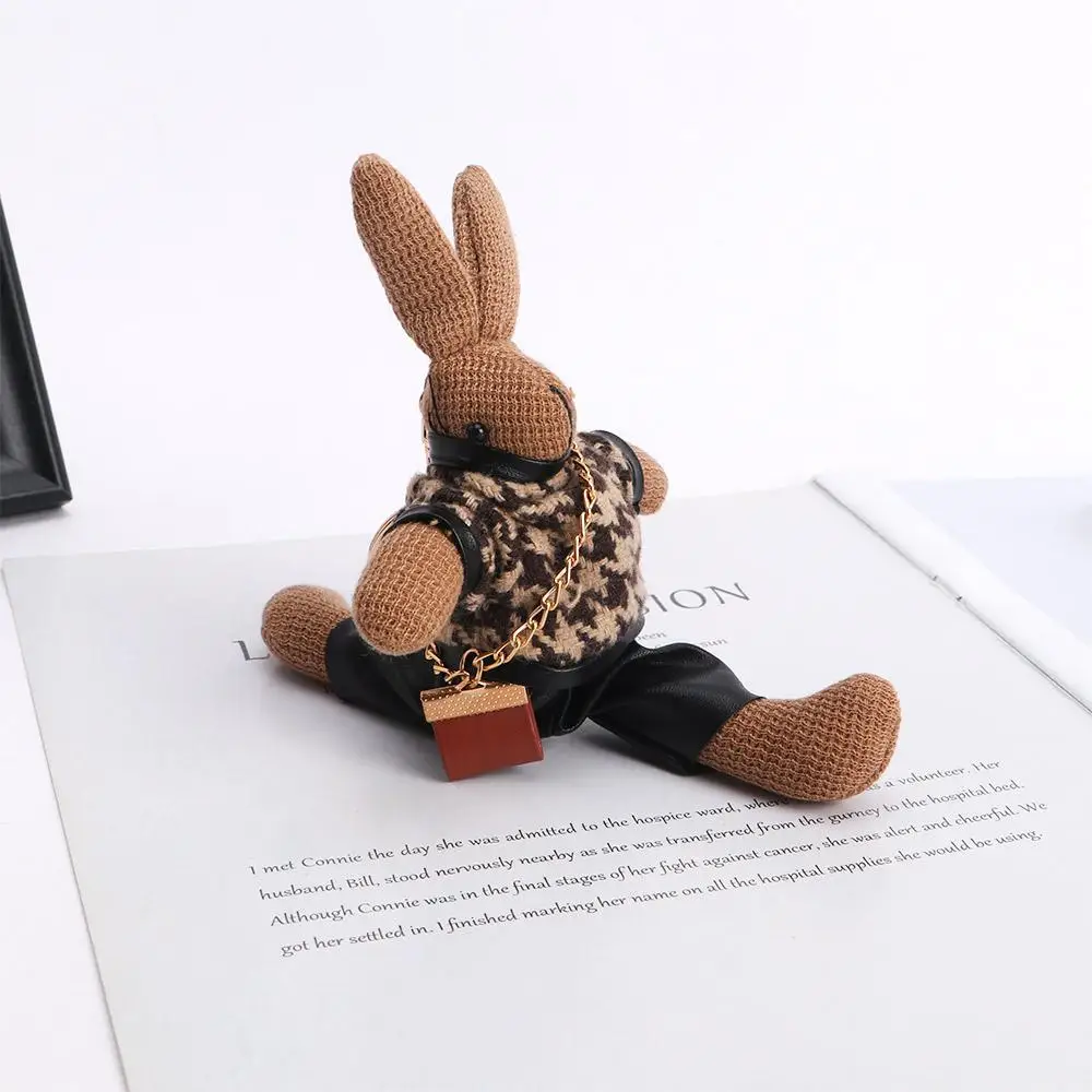 Supporto in stoffa Ciondolo per bambola animale Portachiavi in stile coreano per bambini Decorazione per ciondolo per borsa Accessori per auto per ragazze Portachiavi Lady Rabbit