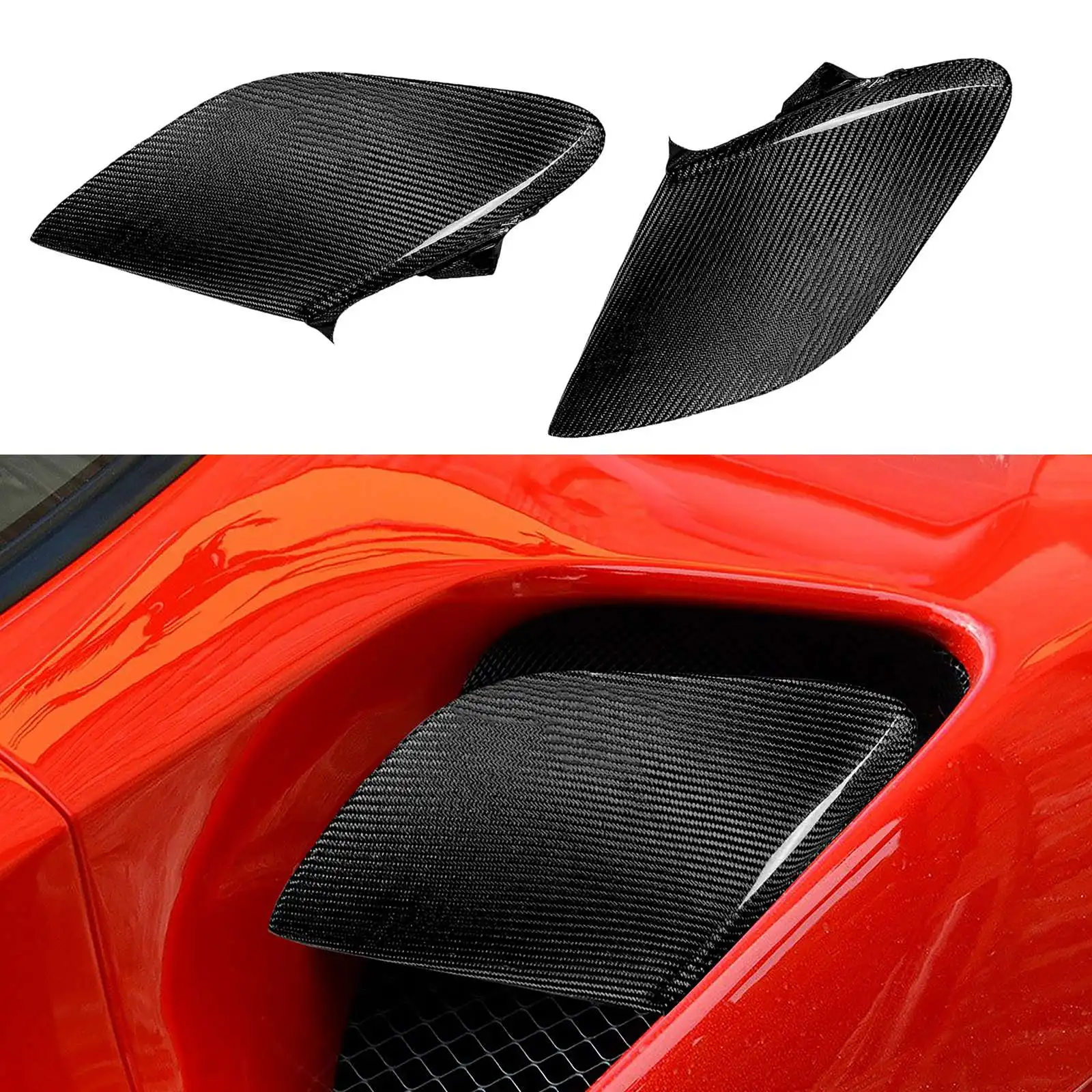 For Ferrari 488 GTB 2015-2019 N Type Dry Carbon Fiber Side Vents Air Ducts 2Pcs