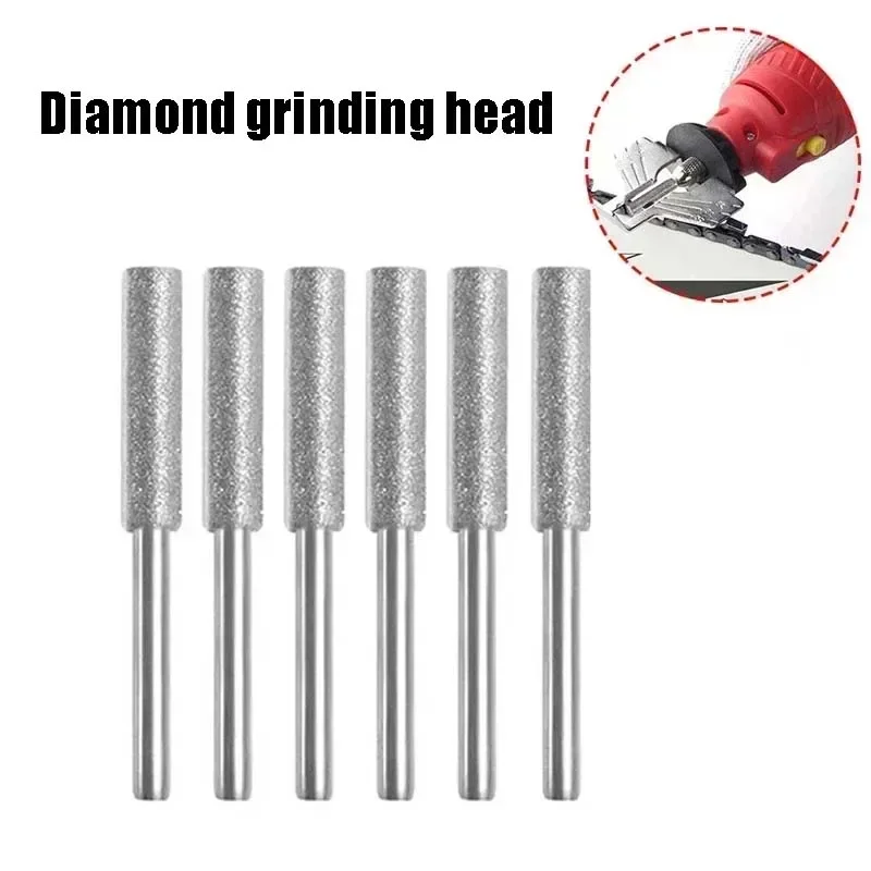 Diamond Coated Cylindrical Burr 4/4.8/5.5mm Sliver Chainsaw Sharpener Stone File Chain for Saw Sharpening Carving Grinding Tool