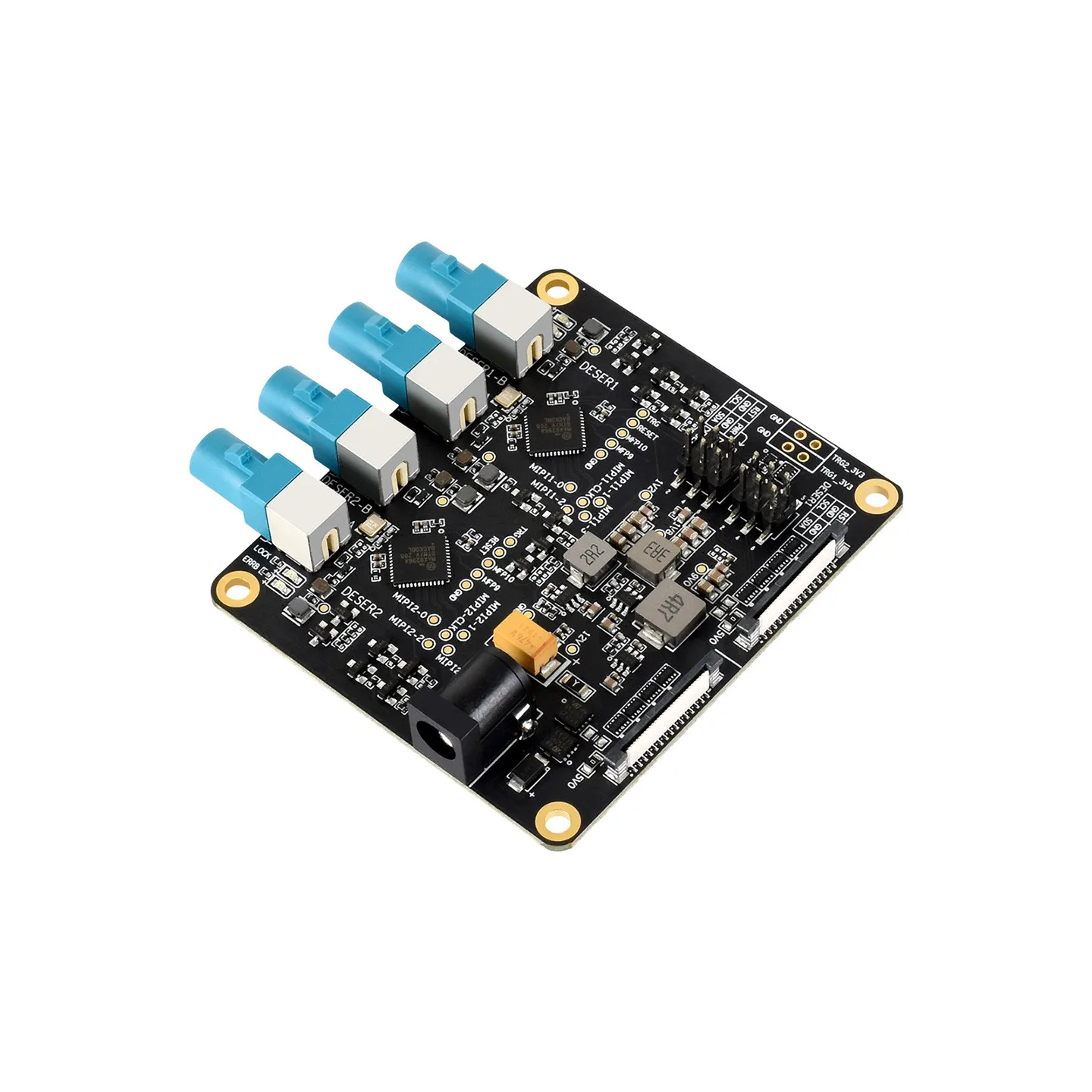 Waveshare 4-Channel GMSL Camera Expansion Board, MAX9296 Deserializer Chip, Compatible with Raspberry Pi 5 Development Board