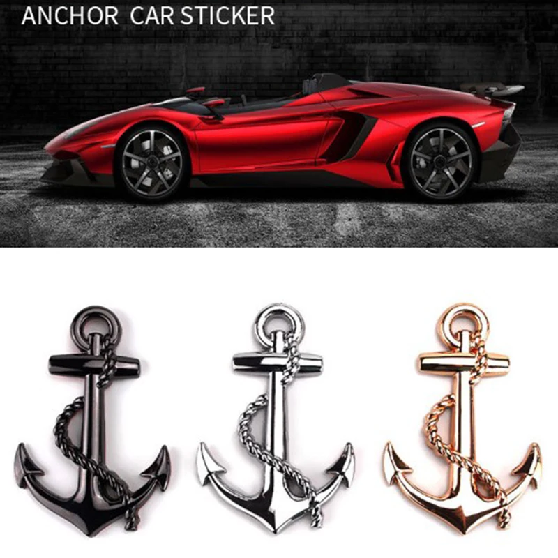 1PC Boat Anchor Hooks Navy Emblem Grill Cross Badge Pirate Ship Car Body Sticker