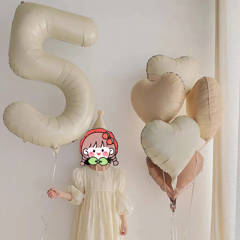 40inch Digital Foil Balloon Cream Caramel Chocolate Color Number 0-9 Balloons Baby Shower Birthday Party Wedding Decoration