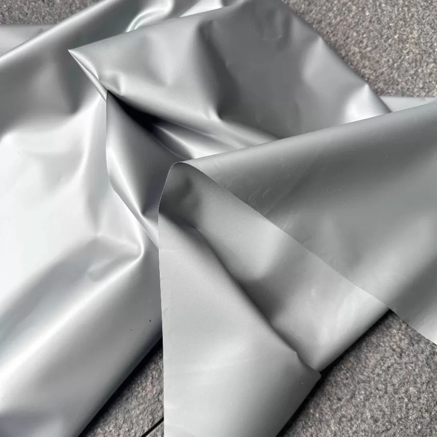 45cm X 120cm Silver Inflatable Film Fabric PE Plastic Texture Metallic Tech DIY Clothing Fashion Material Costume Design Fabrics