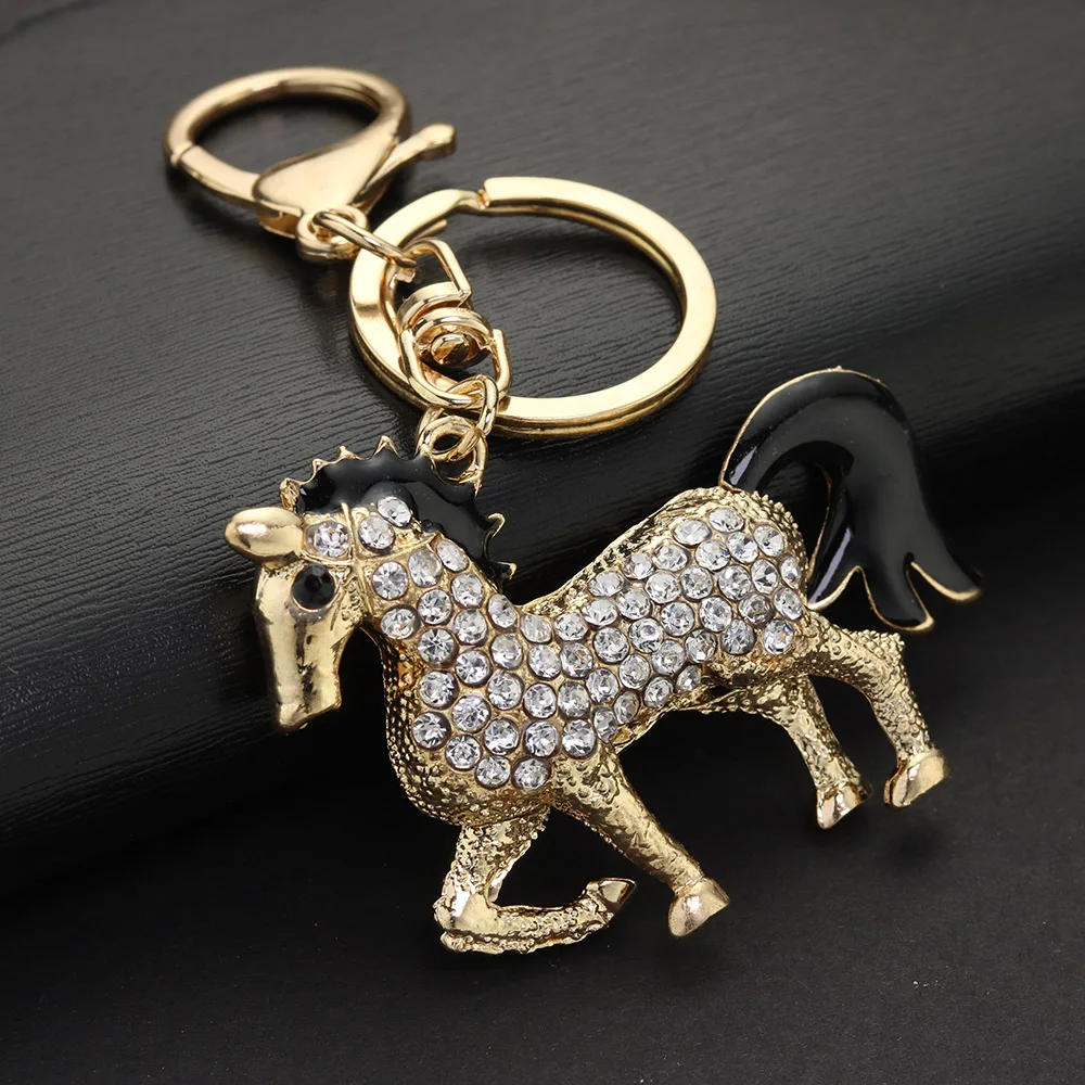 Lovely Horse Crystal Keychain Keyring For Car Animal Rhinestone Handbag Purse Bag Pendant Best Gift Women Key Chain K400