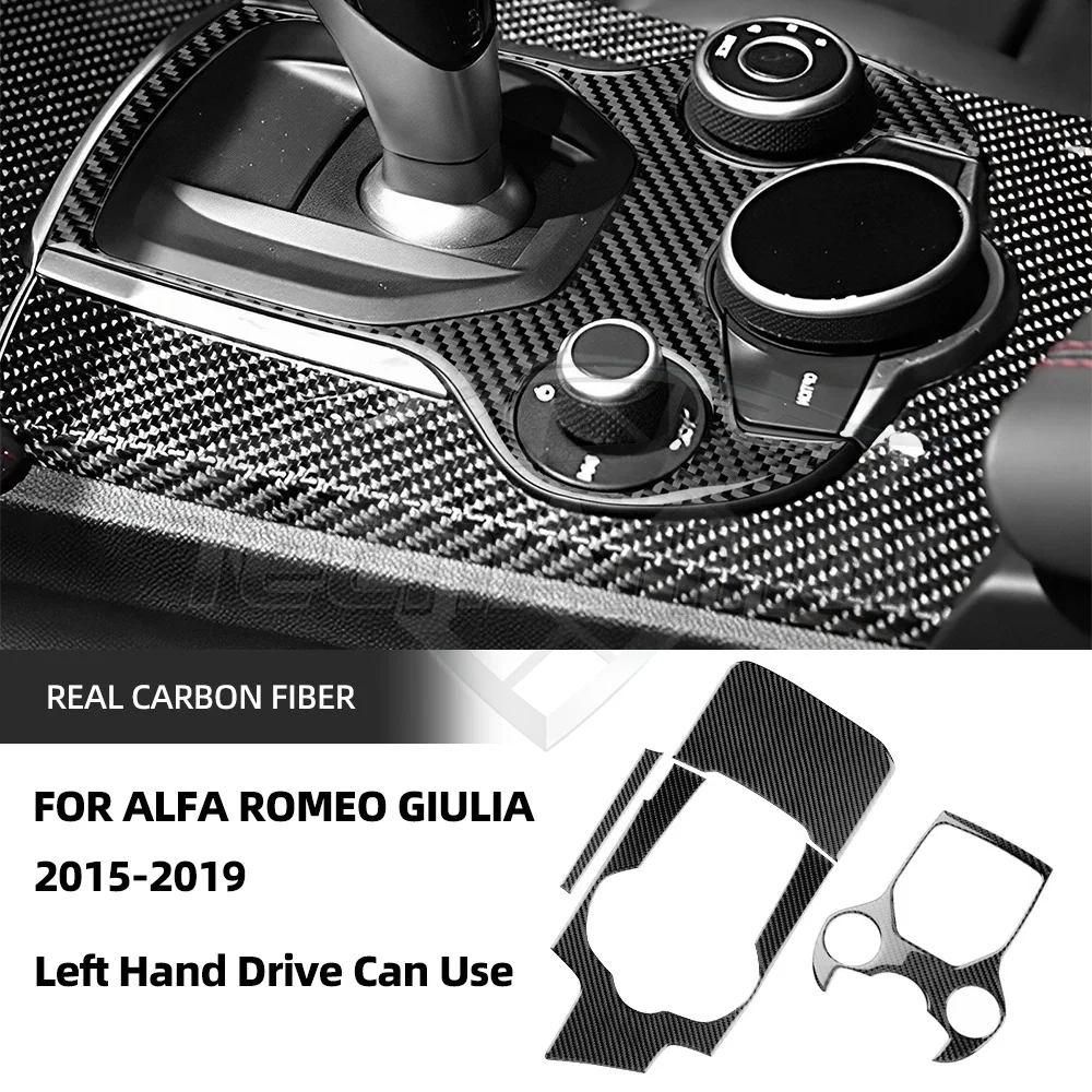 Real Soft Carbon Fiber For Alfa Romeo Giulia 2015 2016 2017 2018 2019 Alfa Romeo Stelvio 17-19 Gear Shift Outer Panel Sticker