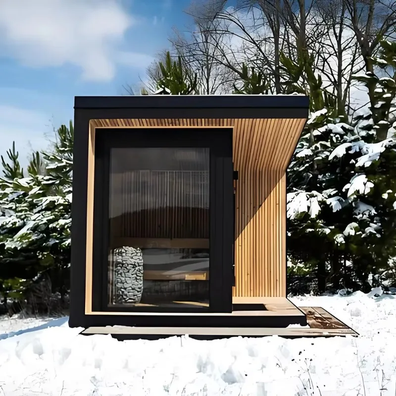 Factory Direct Wholesale Hemlock Solid Wood Mobile Sauna Modern Outdoor Infrared Traditional Stove Dry Steam Custom