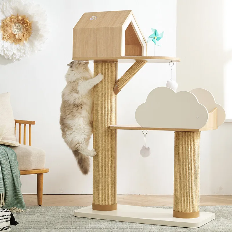 

Cat climbing frame, color matching solid wood cat, furniture, scratching column
