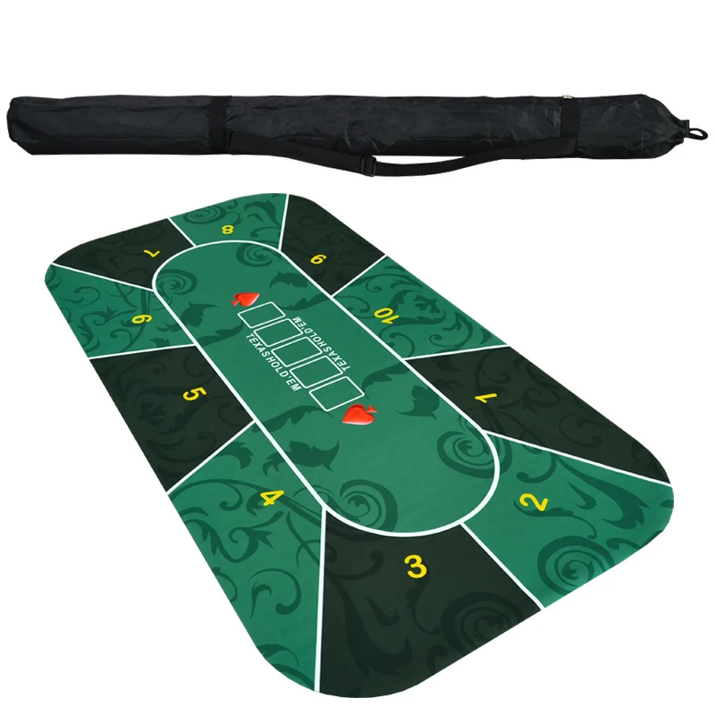 

1.2m Deluxe Suede Rubber Texas Hold'em Pokers Tablecloth with Flower Pattern Casino Poker Set Board Game Mat Poker Accessory