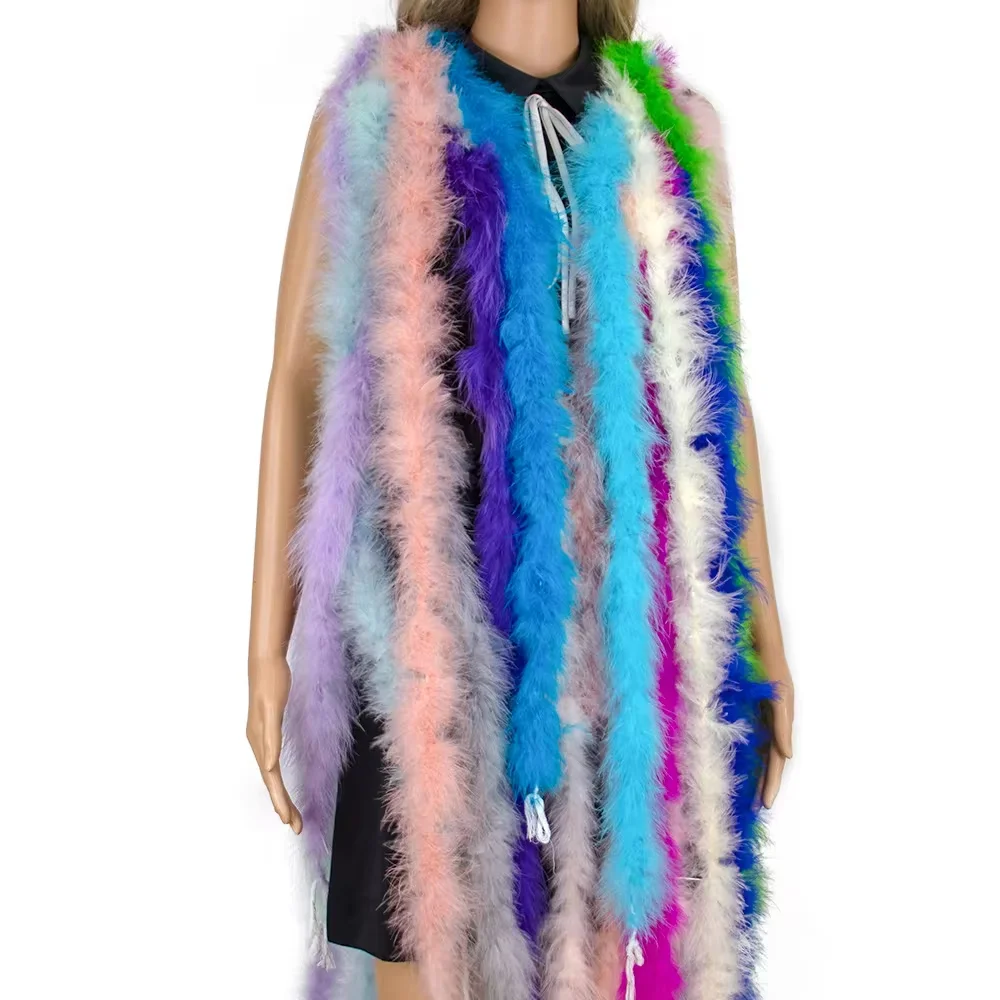 Colored Turkey Marabou Feather Boa 2M 11g Craft Party Shawl Decor Sewing Costume Plume Ribbon Wedding Dress Christmas Tree Decor