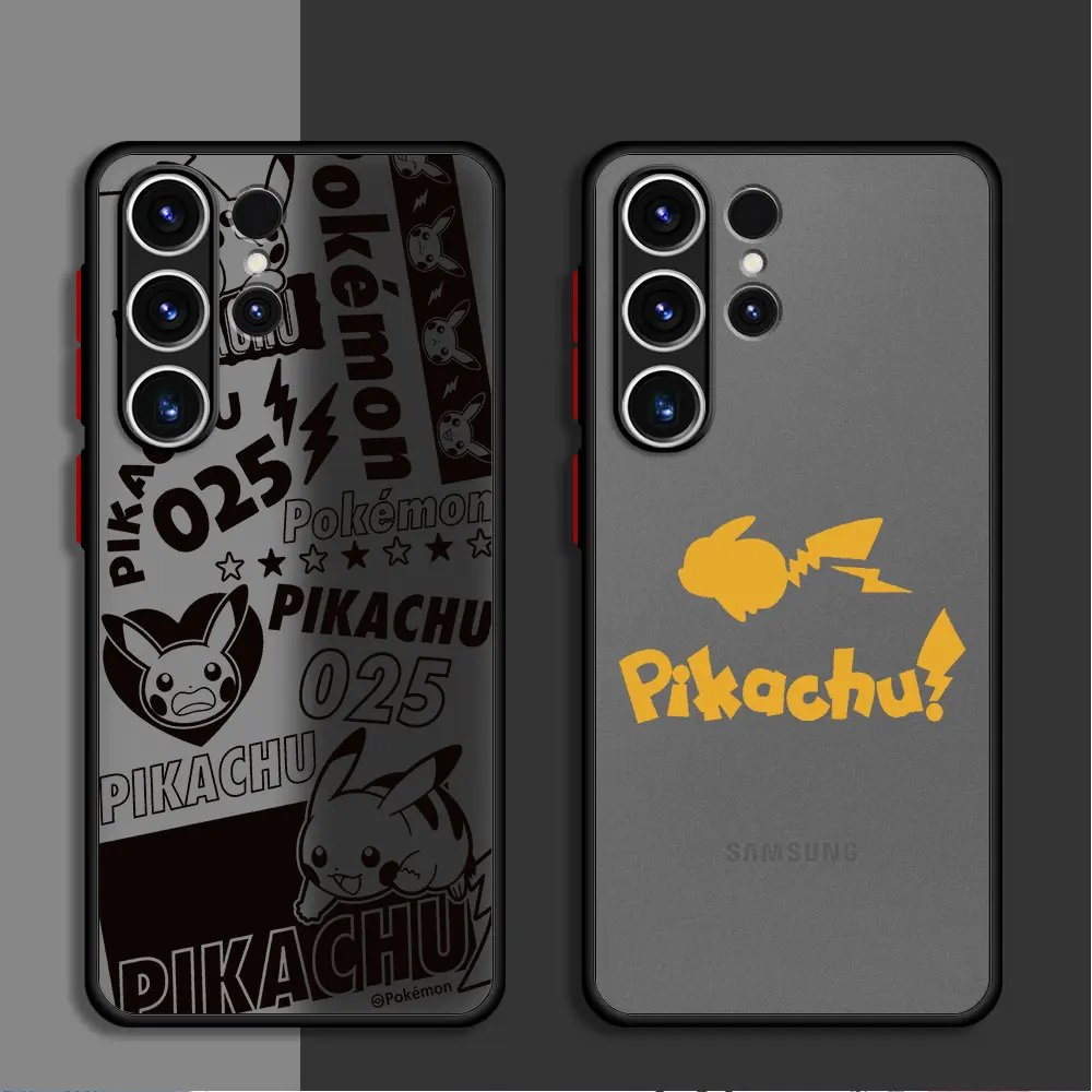 Case For Samsung Galaxy S24 S23 S22 Ultra S20 S21 FE S10 Plus Note 20 10 Lite 9 Matte Funda Phone Cover Retro Pokemon Pikachu