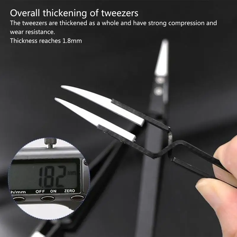 3pcs/Set Heat Resistant Ceramic Stainless Steel Tweezers for Cross Lock Soldering Jewelry Making Tool view 6