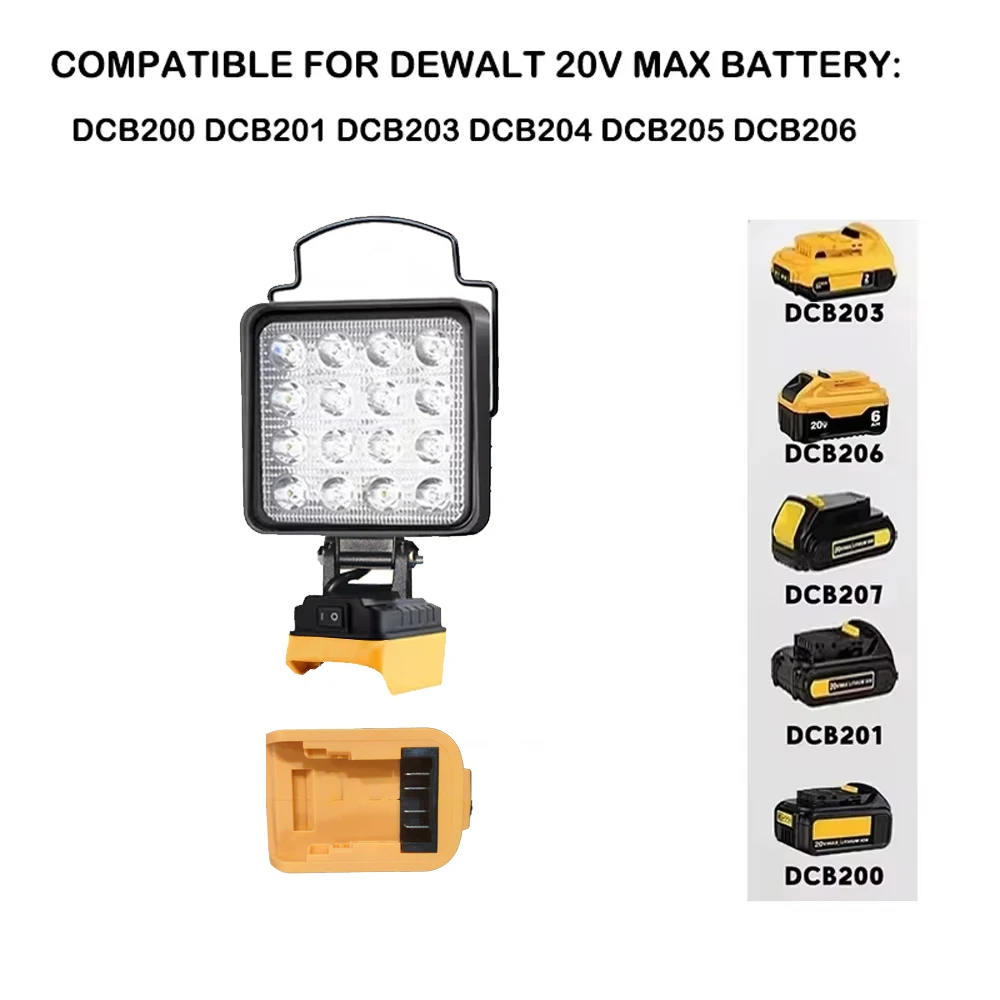 Led 4In Portable Spotlights Outdoor Work Fishing Handheld Emergency Tool Camping Light Fit Makita/Dewalt/Milwaukee 18V Battery