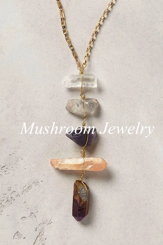 Gold Plated Chain Quartz Crystal Necklace