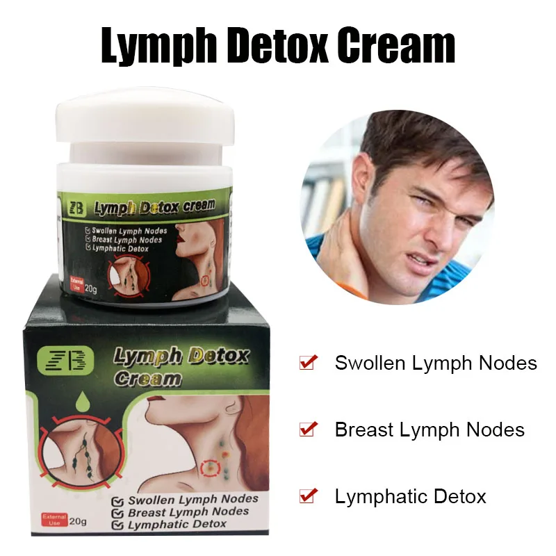 20g ZB Herbal Lymphatic Detox Cream Neck Anti-Swelling Lymph Node Effective Painless Treatment Breast Lymph Nodes Patch Massage