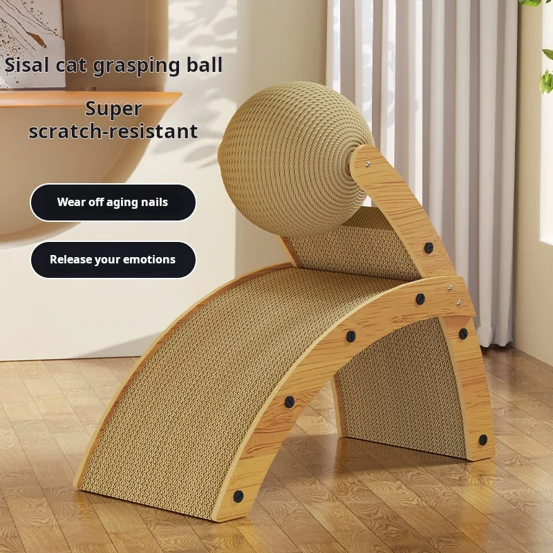 Cat Scratch Board, Durable Without Shavings, Cat Nest, Cat Climbing Frame, Integrated Sisal Ball, Cat Claw Pole, Cat Toy, Reliev 