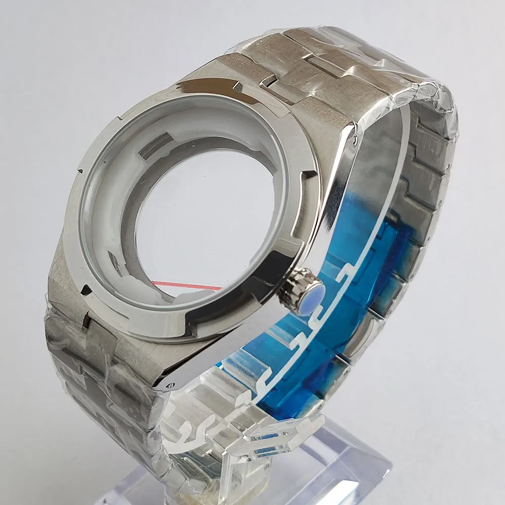 41mm Watch Case 33mm Dial Stainless Steel Case Strap Sapphire Glass Suitable For Miyota 8215 Movement Transparent Accessories