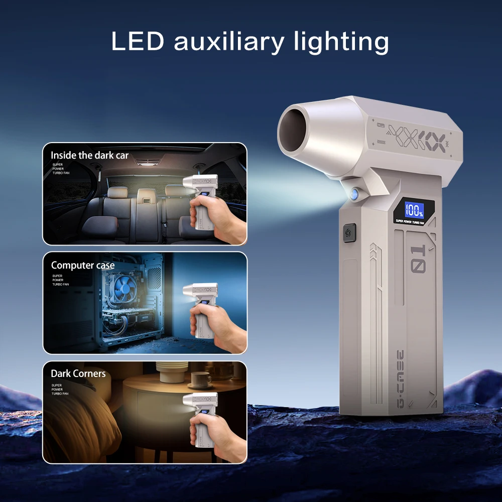 990000 دورة في الدقيقة منفاخ الهواء الكهربائي توربو مروحة نفاثة فرش السيارات عالية السرعة توربو مروحة عنيفة TypeC قابلة للشحن منفاخ غبار قوي #2