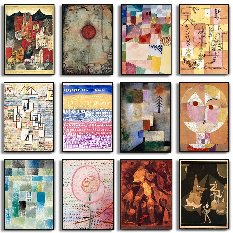 

Retro Paul Klee Artworks Old City 1928 House in A Settlemen Landscape Art Posters Canvas Painting Wall Print Pictures Home Decor