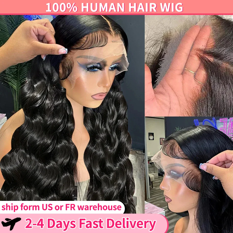 

Body Wave HD Lace Frontal Wigs Human Hair Brazilian 13x4 HD Lace Front Wig Remy 4x4 Lace Closure Wig For Women Pre Plucked 180%