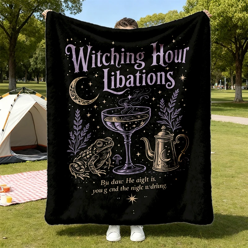 Witching Hour Libations Flannel Blanket, Halloween Flannel Throw, Witchy Drink Cozy Blanket, Mystic Cocktail Spooky Soft